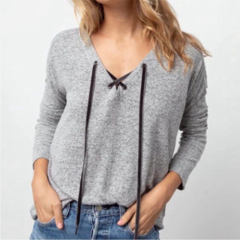 Rails Leigh Melange Grey Long Sleeve Top Size Small